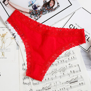 新品性感内裤蕾丝棉质底裤火辣日系激情诱惑女士丁字裤t裤新款 红色