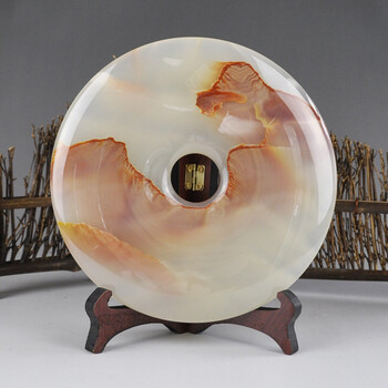 天然阿富汗玉平安扣摆件 客厅办公室玉璧和氏璧摆设玉石玉器摆件 25