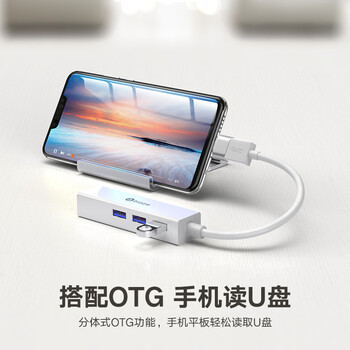 毕亚兹 USB3.0分线器转网口有线网卡免驱动RJ45转换器扩展坞苹果mac华为电脑拓展坞集线HUB转接头延长线