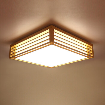恒佳灯饰 日式榻榻米卧室吸顶灯简约客厅餐厅实木方形艺术吸顶灯 1828
