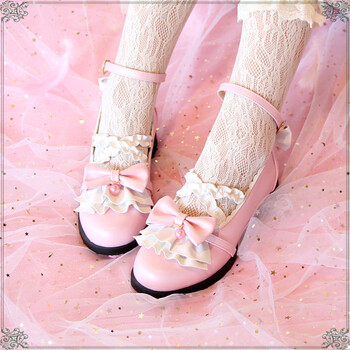 【京东好店】【白雪姬】原创洛丽塔百褶荷叶边低跟单鞋甜美百搭学生鞋