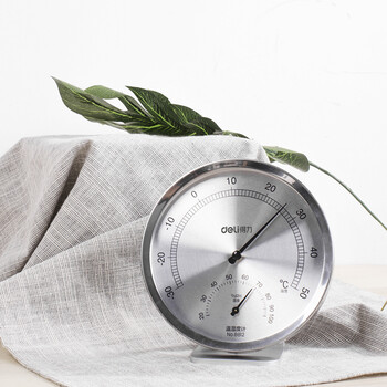 得力(deli)温室内湿度计老人儿童礼物生日礼品 家用办公 圆盘大号婴儿房温湿度表 8812