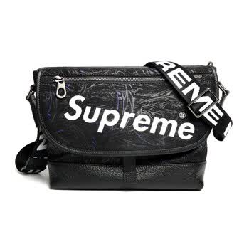 supreme x oxus单肩包2018新款真皮休闲包头层牛皮潮流男士斜挎包
