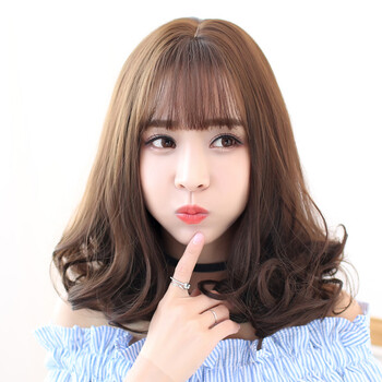 蒂卡兰丝 假发女梨花头 中长发卷发直发蓬松修脸空气刘海长发假发