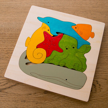 美乐 伍德儿童拼图动物木质多层立体拼图 拼板精美男女孩生日礼物