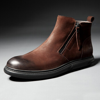 做旧韩版潮靴厚底增高休闲马丁靴男短靴子 驼色 40【图片 价格 品牌