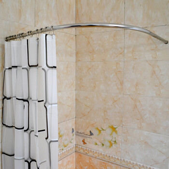 浴帘杆弧形浴帘套装l型卫生间不锈钢淋浴房浴室转角l形 杆80*80 浴帘