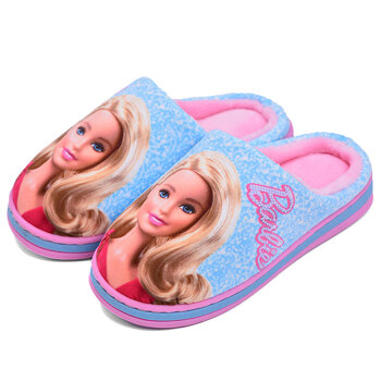芭比Barbie儿童棉拖鞋19码(内长19.5CM)女童拖鞋秋冬室内保暖毛绒防滑家居鞋