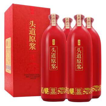 泸州私房酒头道原浆 粮食酒礼盒装2017年 52度500ml 4瓶(名酒白酒)