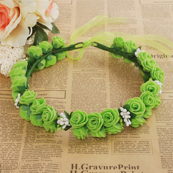 头饰儿童发饰女童配饰手环花圈新娘拍照写真海边头饰 2个装 绿色-头环