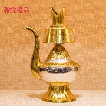 藏传佛教 尼泊尔密宗供佛灌顶法器铜鎏金鎏银净水瓶奔巴壶贲巴壶