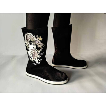 古装鞋子男汉鞋古风靴子汉服靴子古装靴子长筒古装鞋男戏曲靴龙靴 wqq