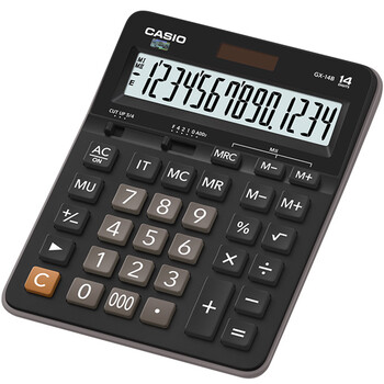 卡西欧（CASIO）GX-14B商务计算器14位数字显示超大型机桌面办公黑色经典款