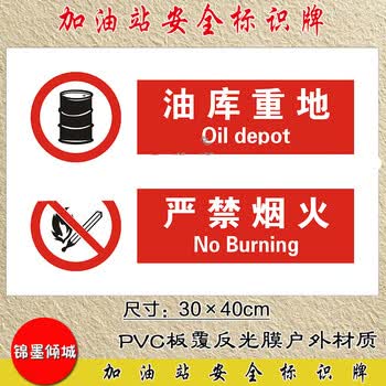 油库重地严禁烟火安全标识牌 加油站安全警示牌告示牌标示牌标志定制
