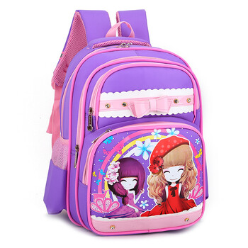 小学生书包花花姑娘女孩2-3年级双肩背包减负护脊logo制 紫色