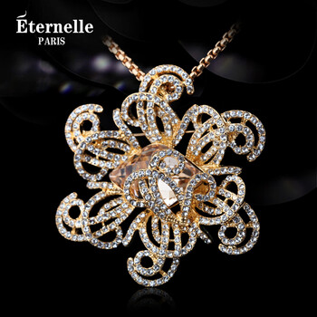 法国eternelle施华洛世奇水晶胸针 秋冬新品胸花欧美女配饰毛衣链 浅