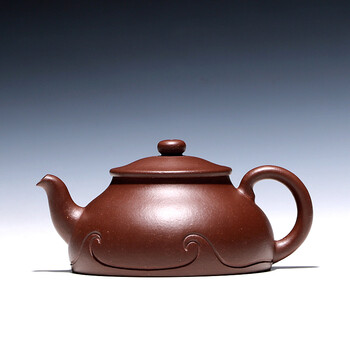 高工宜兴李新生纯全手工紫砂壶原矿紫泥 云纹如意310cc