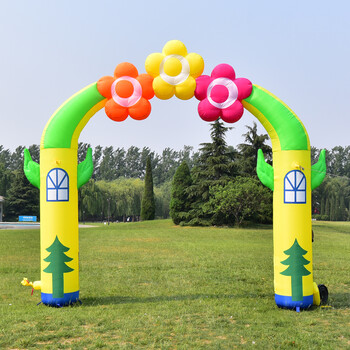 新款开业庆典卡通气模六一幼儿园开学充气拱门生日满月灯光彩虹门 4米