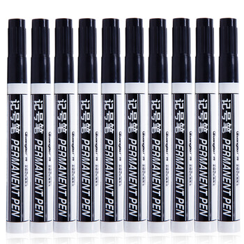 广博(GuangBo)黑色速干油性记号笔 经典款快递包裹物流仓库用大头笔签字笔 10支装 办公用品文具 JH9821D 广博(GuangBo)黑色速干油性记号笔 经典款快递包裹物流仓库用大头笔签字笔 10支装 办公用品文具 JH9821D