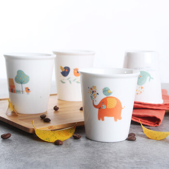 瓷航创意杯子陶瓷 凉水杯咖啡杯简约可爱早餐牛奶马克杯四个装8.