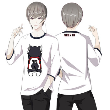 动漫周边衣服二次元黑子的篮球纯棉七分袖上衣黑子哲也男t恤短袖 白色