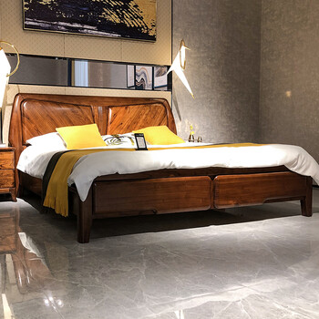 e木e家 床 现代中式床 赤金檀木新中式床 1.