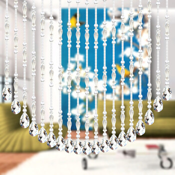 小雏菊(XCJ)双瑞莲 门帘珠帘水晶隔断帘成品玄关卧室半帘客厅帘子  定制珠帘 宝蓝色21条1.20-1.25米