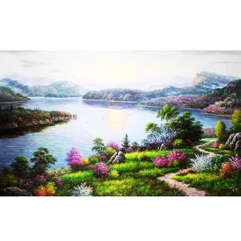 朝鲜画家李元灿《盎然夏日》油画06拍卖已结束朝鲜画家金光国《山川