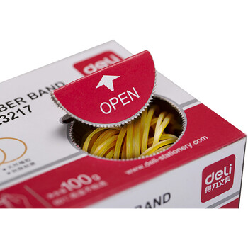 得力（deli）100g耐用弹力橡皮筋/橡胶圈/牛皮筋 单盒装 财务办公用品 3217