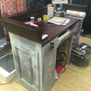 童装店收银台理发店前台吧台桌欧式服装店收银台小型复古柜台大气 上