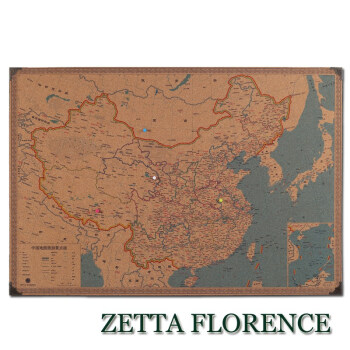 中国地图旅游足迹标记用软木板中国复古设计中文地图,留言板照片墙