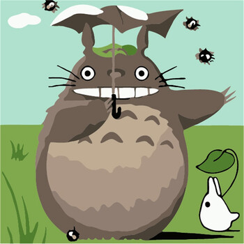 菲绣绣艺 数字油画 儿童动漫卡通人物手绘装饰画 b017龙猫 40*40订好