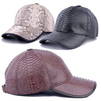 野生皮真蟒蛇皮帽子棒球帽全真皮帽定制男女士秋鸭舌帽潮 原花蟒蛇