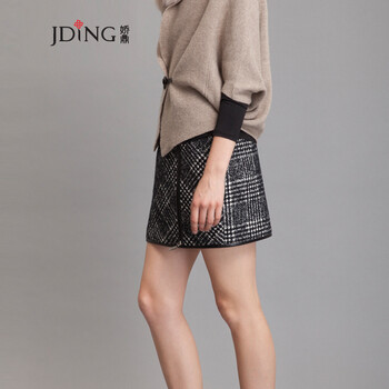JDING娇鼎品牌新品千鸟格百搭包臀半身裙短裙女CNS6208 XL-165/76B-5码