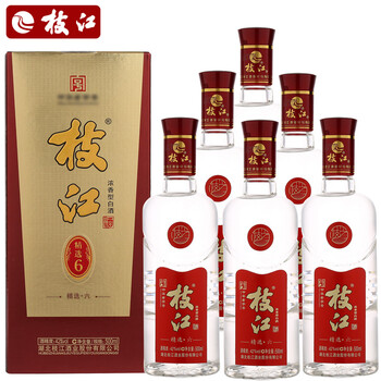 京东配送 枝江42度精选6 浓香型白酒500ml*6瓶