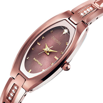 女士手表女时尚防水防刮花手链镶钻超薄腕钨钢石英表女 5007镶钻玫金