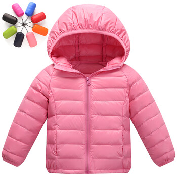 儿童羽绒服轻薄款男女童中大童宝宝婴儿小孩童装冬装外套 粉红色 130