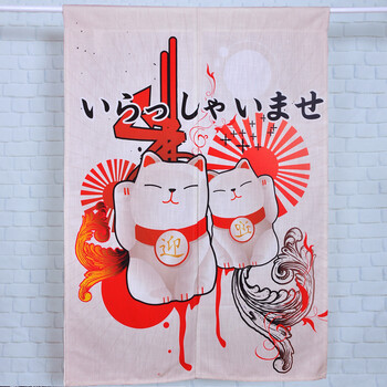 浮世绘鲤鱼猫布帘日式开运布艺和风餐厅门帘定制 配对1811# 宽80*高