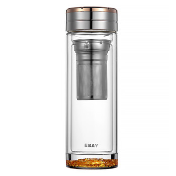 【京东优选】商务双层玻璃杯水晶茶杯过滤加厚耐热保温杯男女士车载水