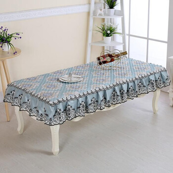 布艺蕾丝电炉罩烤火罩新款欧式客厅家用电视柜桌布 高精密蓝色茶几盖