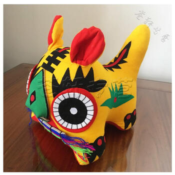 手工布老虎宝宝玩偶老虎民间工艺品小老虎布艺老虎摆件儿童玩具 大号