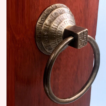 仿古大门铜配件实木门花格门环敲门器纯铜中式门拉环铜拉手环门钹