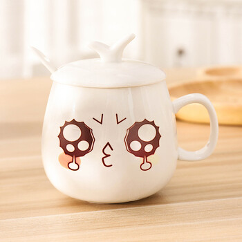 (国庆五折)创意陶瓷杯子学生简约水杯牛奶咖啡杯马克杯套装带盖勺情侣