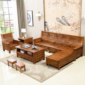 【京东精选】实木沙发储物组合客厅整装木质家具储物贵妃现代中式香樟