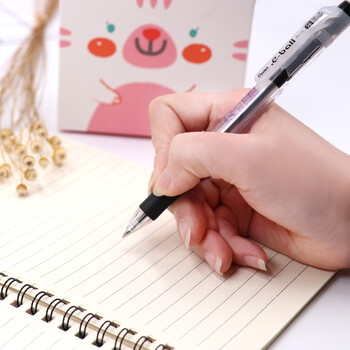 派通（Pentel ）0.5mm按动圆珠笔 大容量考试笔学生刷题笔黑色水笔 BK125 黑色/10支装