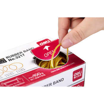得力（deli）100g耐用弹力橡皮筋/橡胶圈/牛皮筋 单盒装 财务办公用品 3217