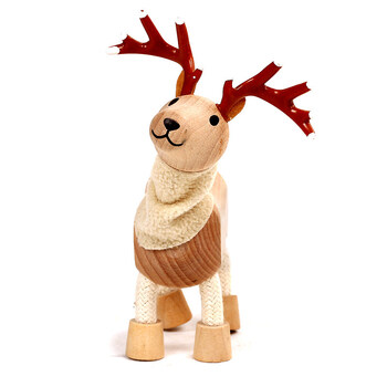 环保实木动物玩偶仿真关节动物模型儿童木制玩具家居装饰 驯鹿