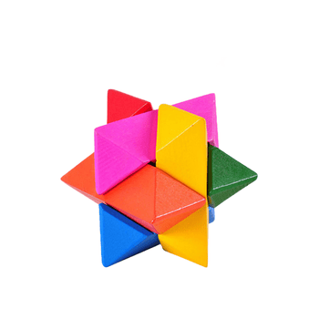 锁鲁班锁魔方 古典拆装益智玩具 儿童智力解环解锁礼物 彩色八角球 3
