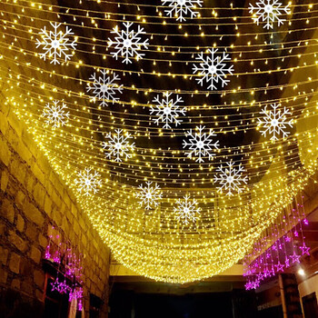 彩灯串灯网灯满天星闪灯圣诞树灯户外水装饰铜霓虹灯挂灯星星 100米