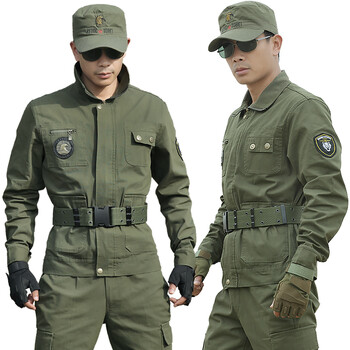 训服工作服作战服军训服户外服装体能训练服保安服套装长袖秋季军绿色
